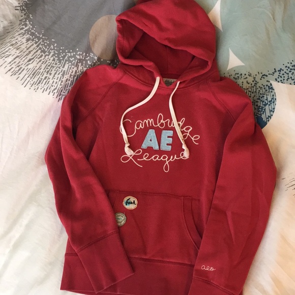 AE red hooded sweatshirt